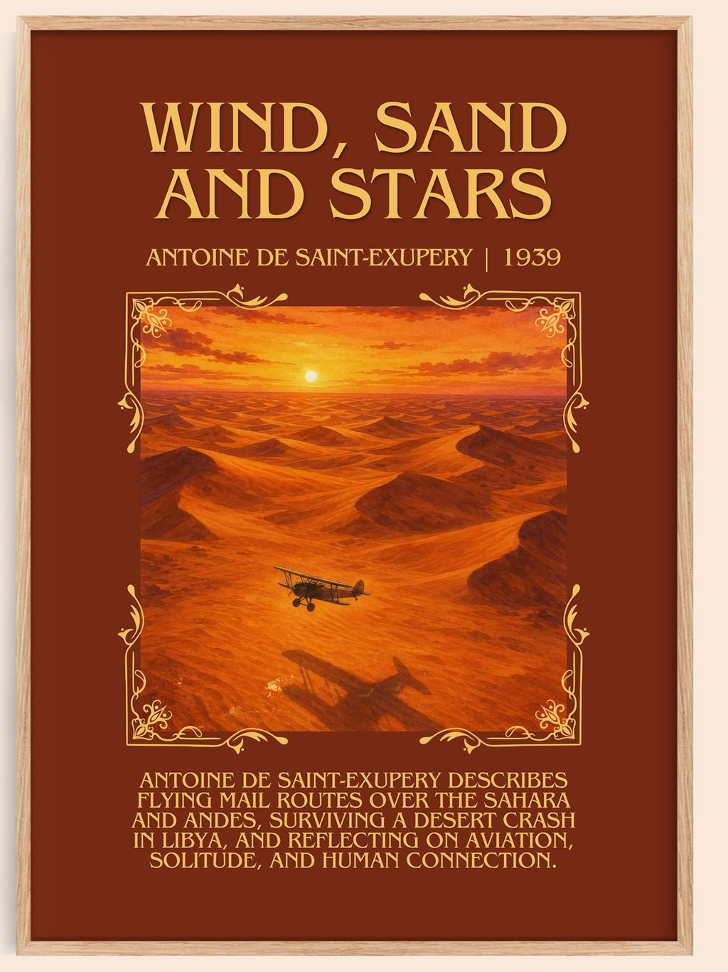 Wind, Sand And Stars Minimalist Book Poster by A. Saint-Exupery – book poster