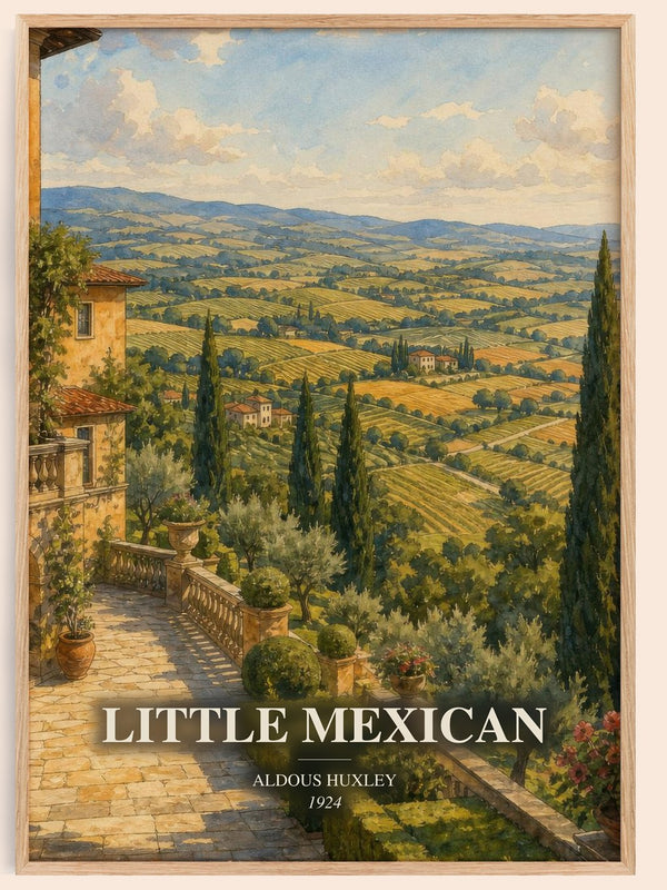 Little Mexican watercolour book poster by Aldous Huxley – framed literary art print