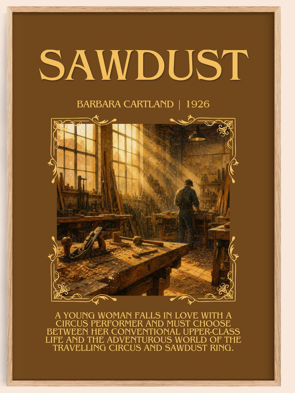 Sawdust Minimalist Book Poster by Barbara Cartland – book poster