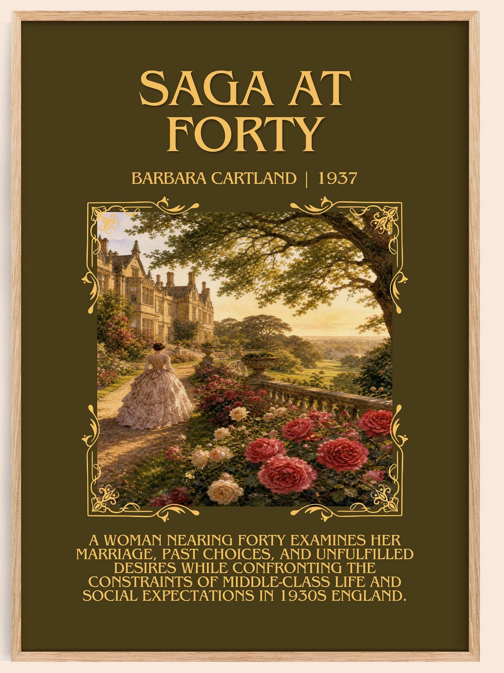 Saga At Forty Minimalist Book Poster by Barbara Cartland – book poster