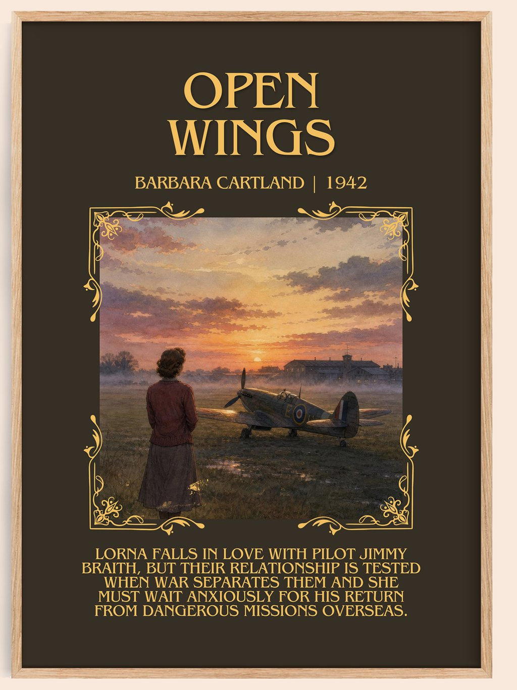 Open Wings Minimalist Book Poster by Barbara Cartland – book poster
