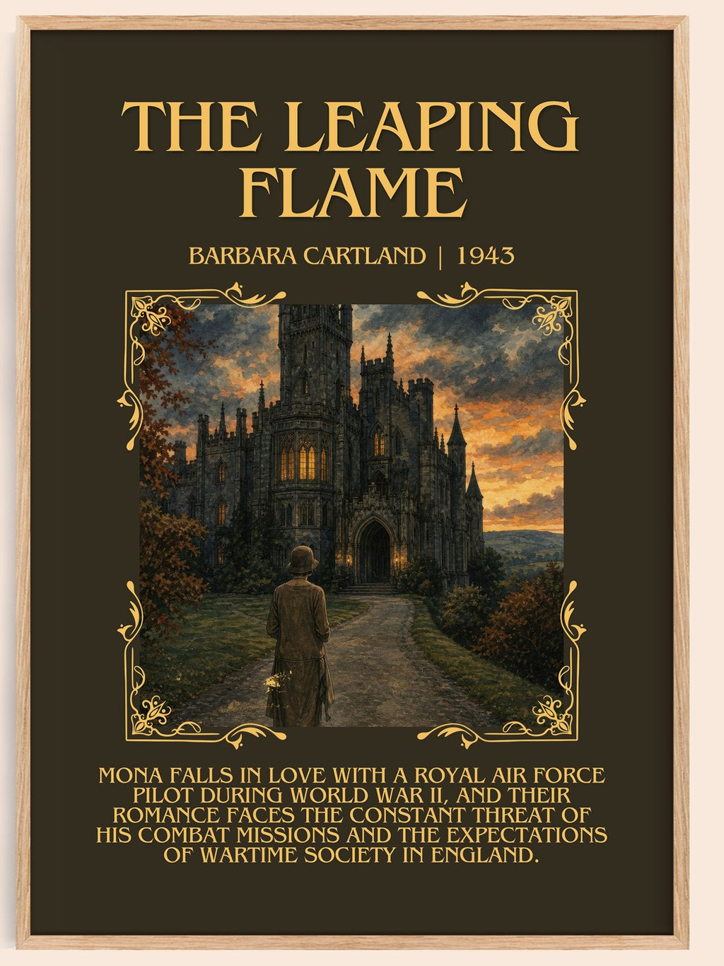 The Leaping Flame Minimalist Book Poster by Barbara Cartland – book poster