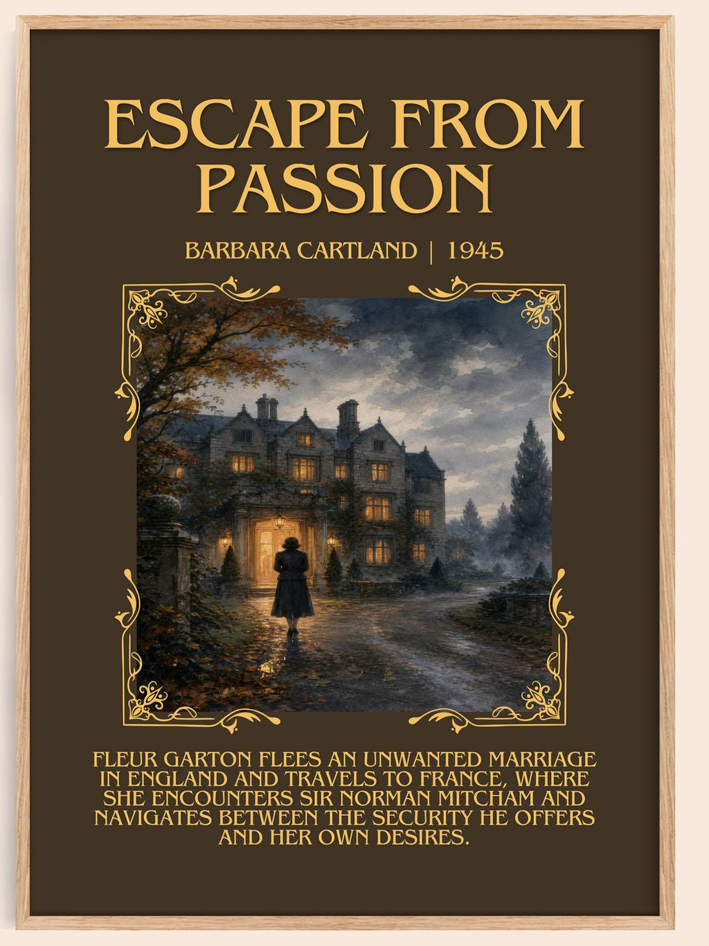 Escape From Passion Minimalist Book Poster by Barbara Cartland – book poster