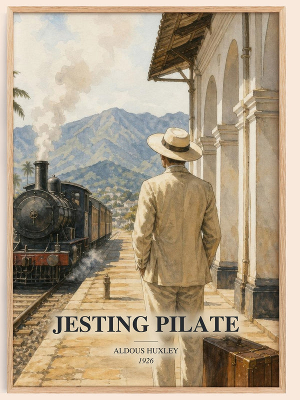 Jesting Pilate watercolour book poster by Aldous Huxley – framed literary art print