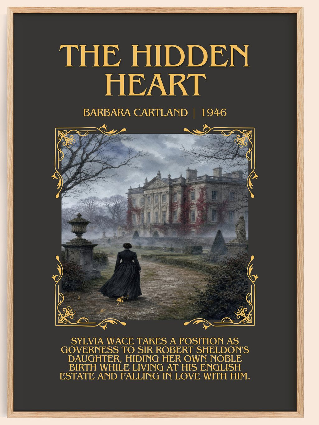 The Hidden Heart Minimalist Book Poster by Barbara Cartland – book poster