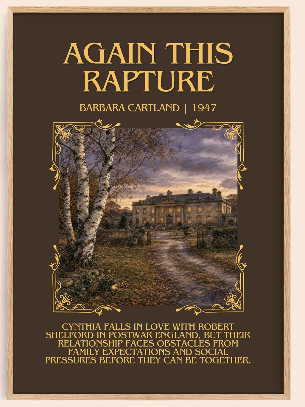 Again This Rapture Minimalist Book Poster by Barbara Cartland – book poster