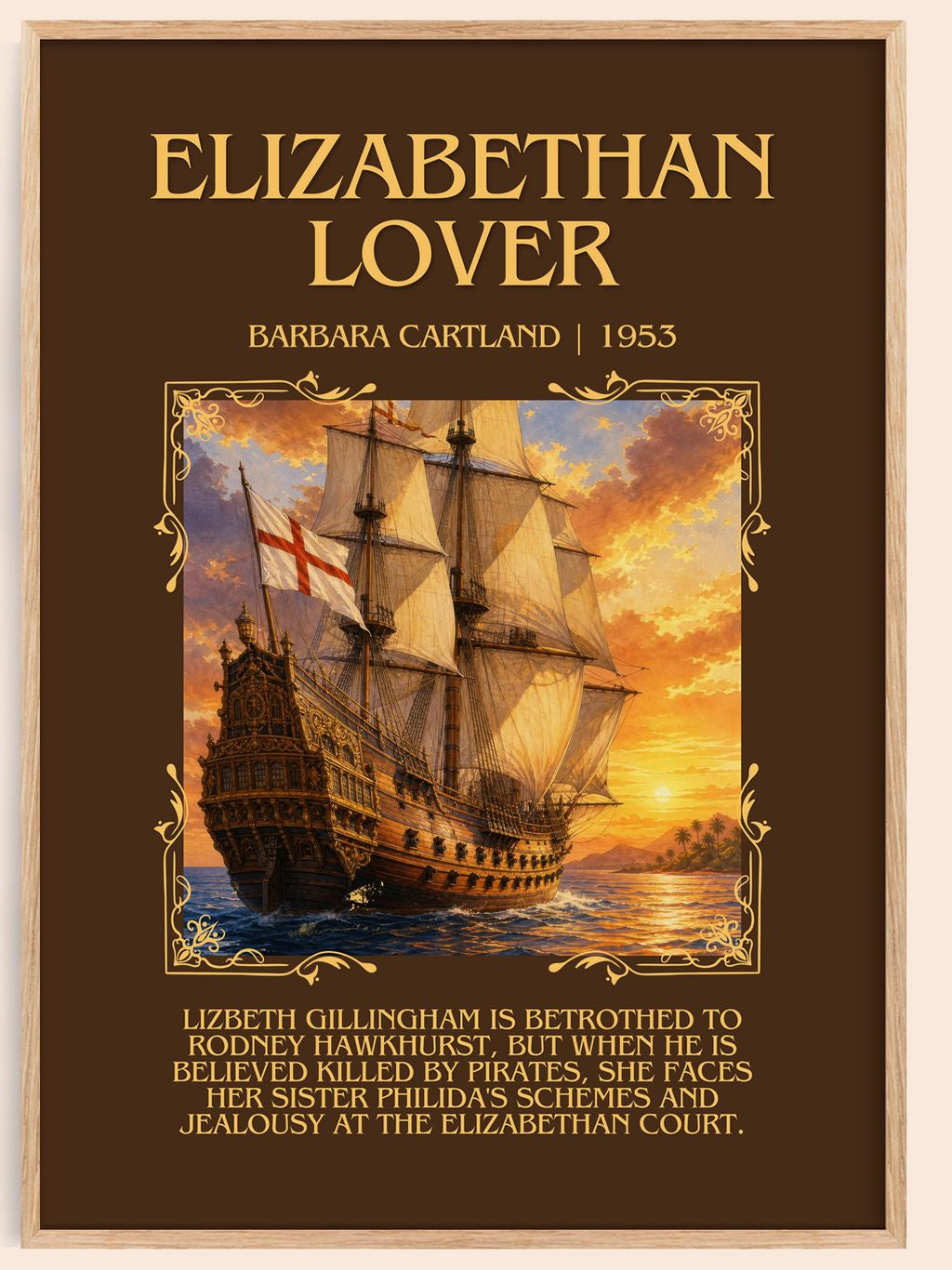 Elizabethan Lover Minimalist Book Poster by Barbara Cartland – book poster