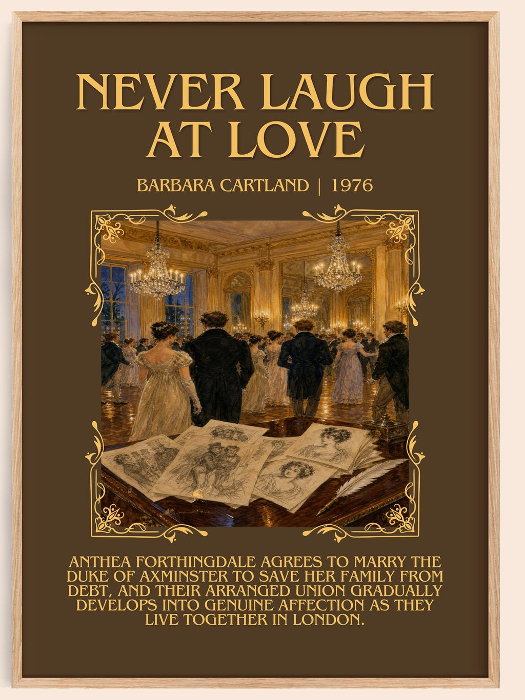 Never Laugh At Love Minimalist Book Poster by Barbara Cartland – book poster