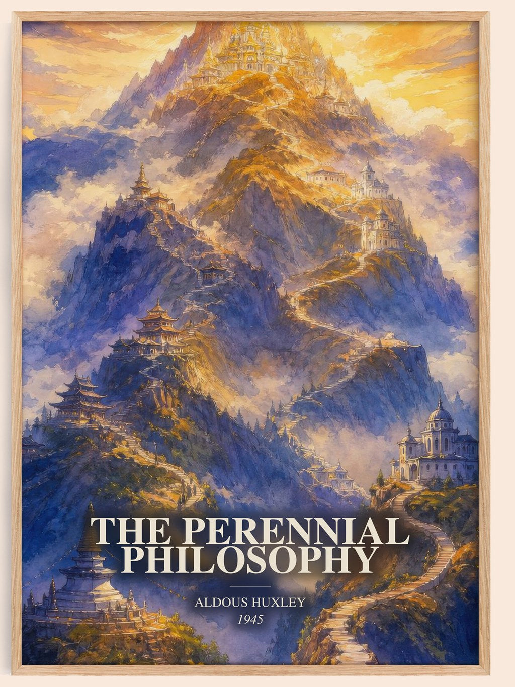 The Perennial Philosophy watercolour book poster by Aldous Huxley – framed literary art print