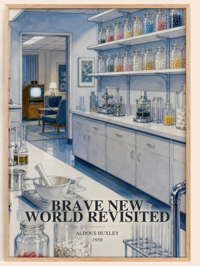 Brave New World Revisited Book Watercolour Illustration by A. Huxley