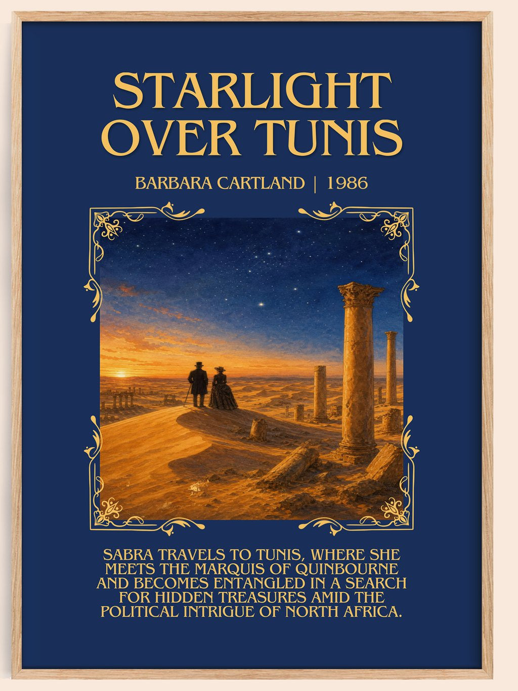 Starlight Over Tunis Minimalist Book Poster by Barbara Cartland – book poster