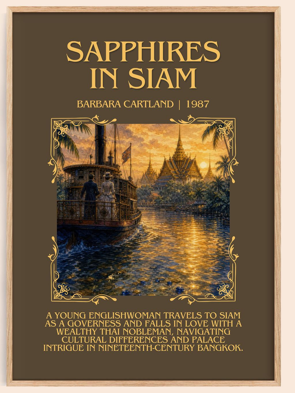 Sapphires In Siam Minimalist Book Poster by Barbara Cartland – book poster