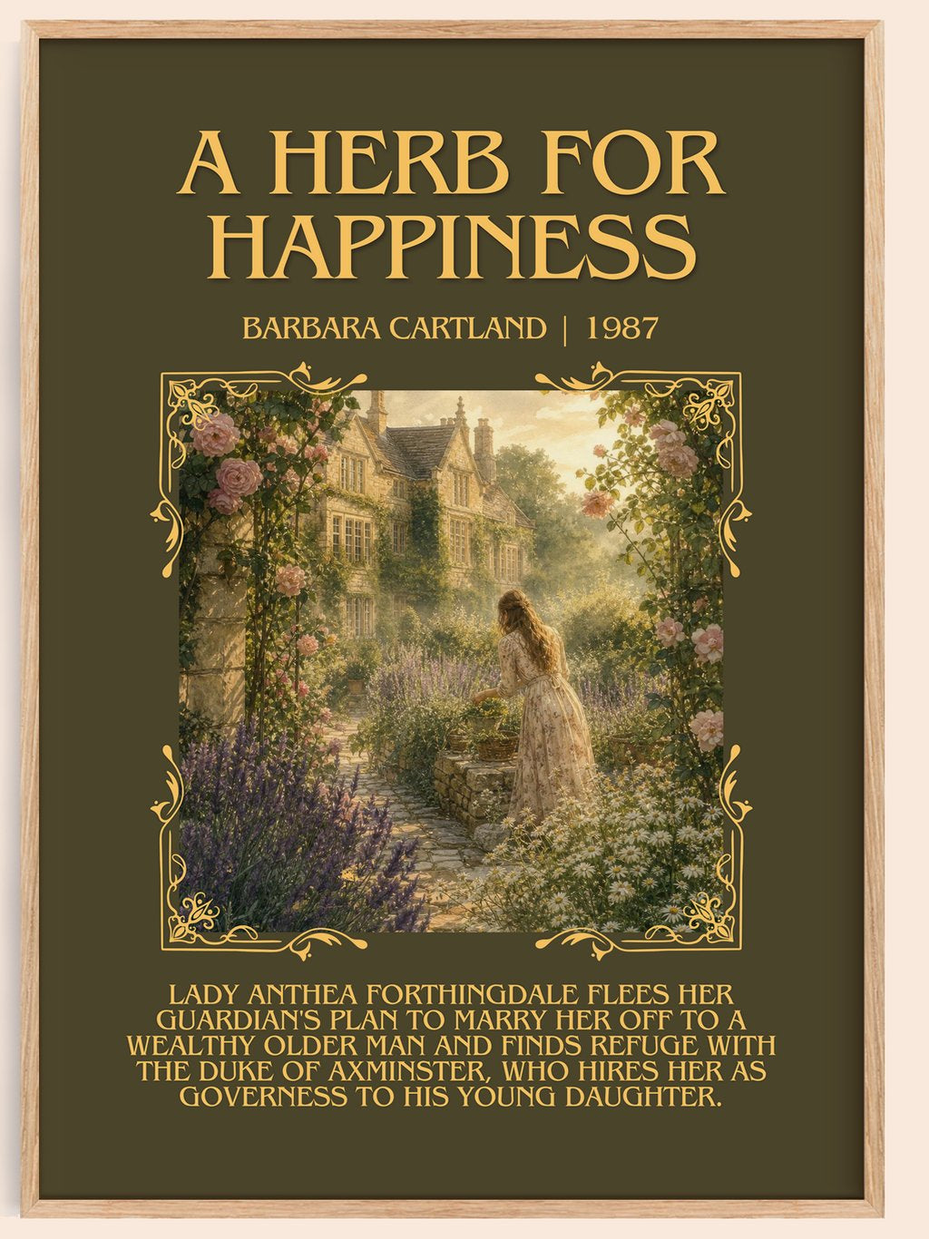 A Herb For Happiness Minimalist Book Poster by Barbara Cartland – book poster