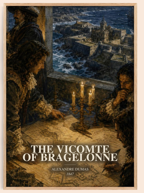 The Vicomte Of Bragelonne watercolour book poster by Alexandre Dumas – framed literary art print