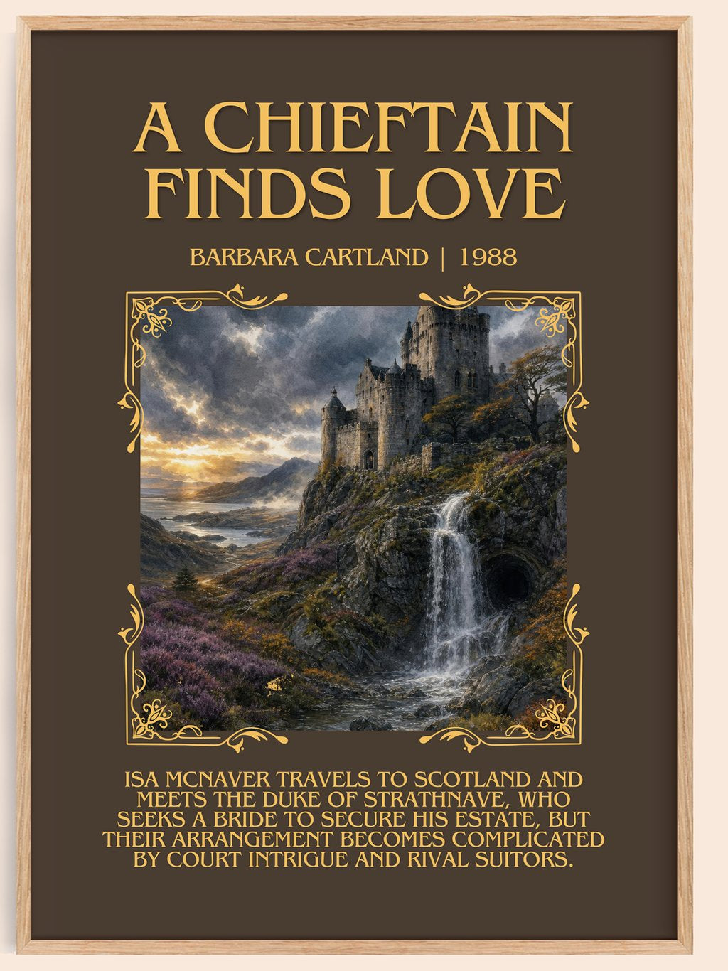 A Chieftain Finds Love Minimalist Book Poster by Barbara Cartland – book poster