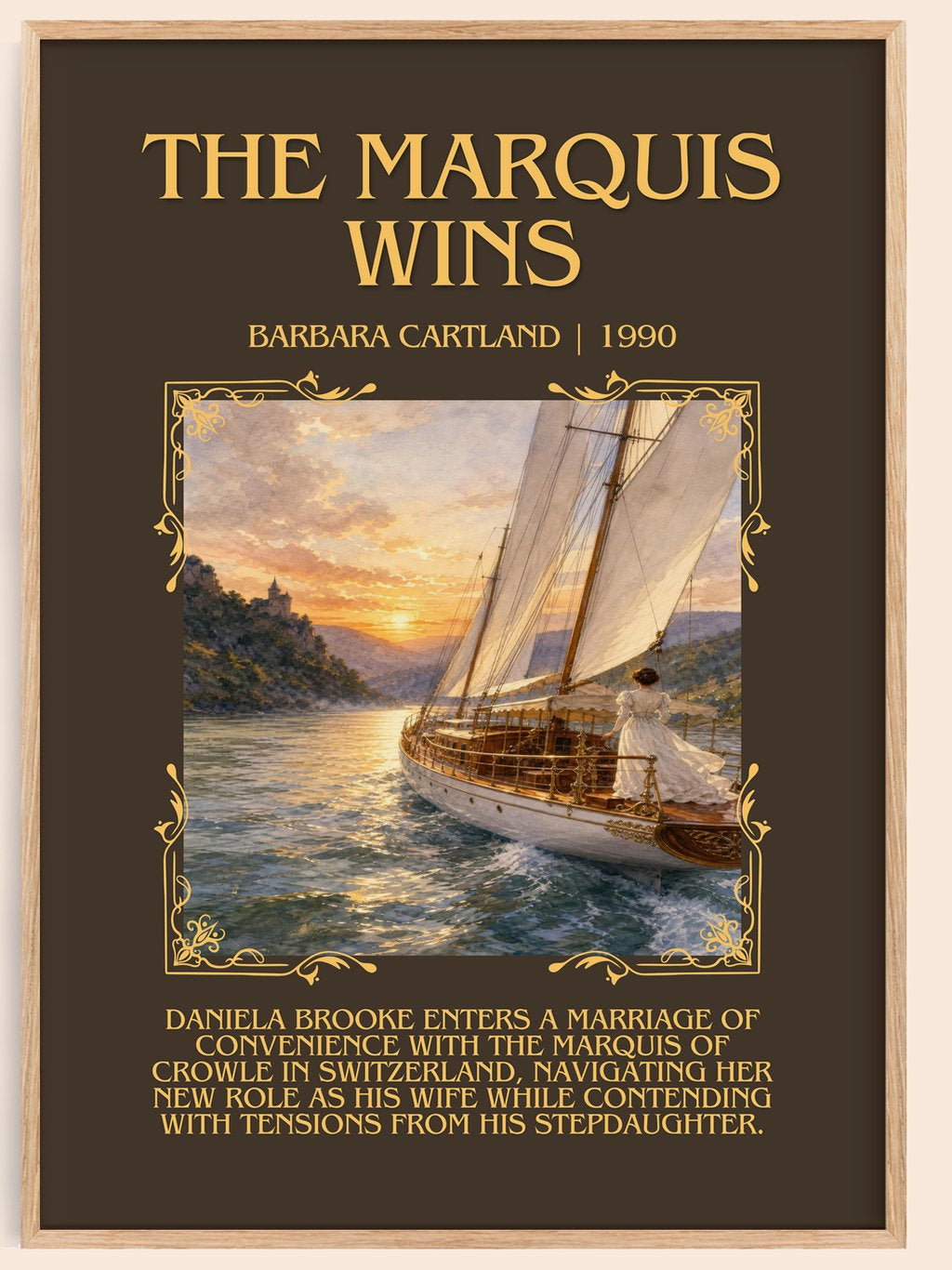 The Marquis Wins Minimalist Book Poster by Barbara Cartland – book poster