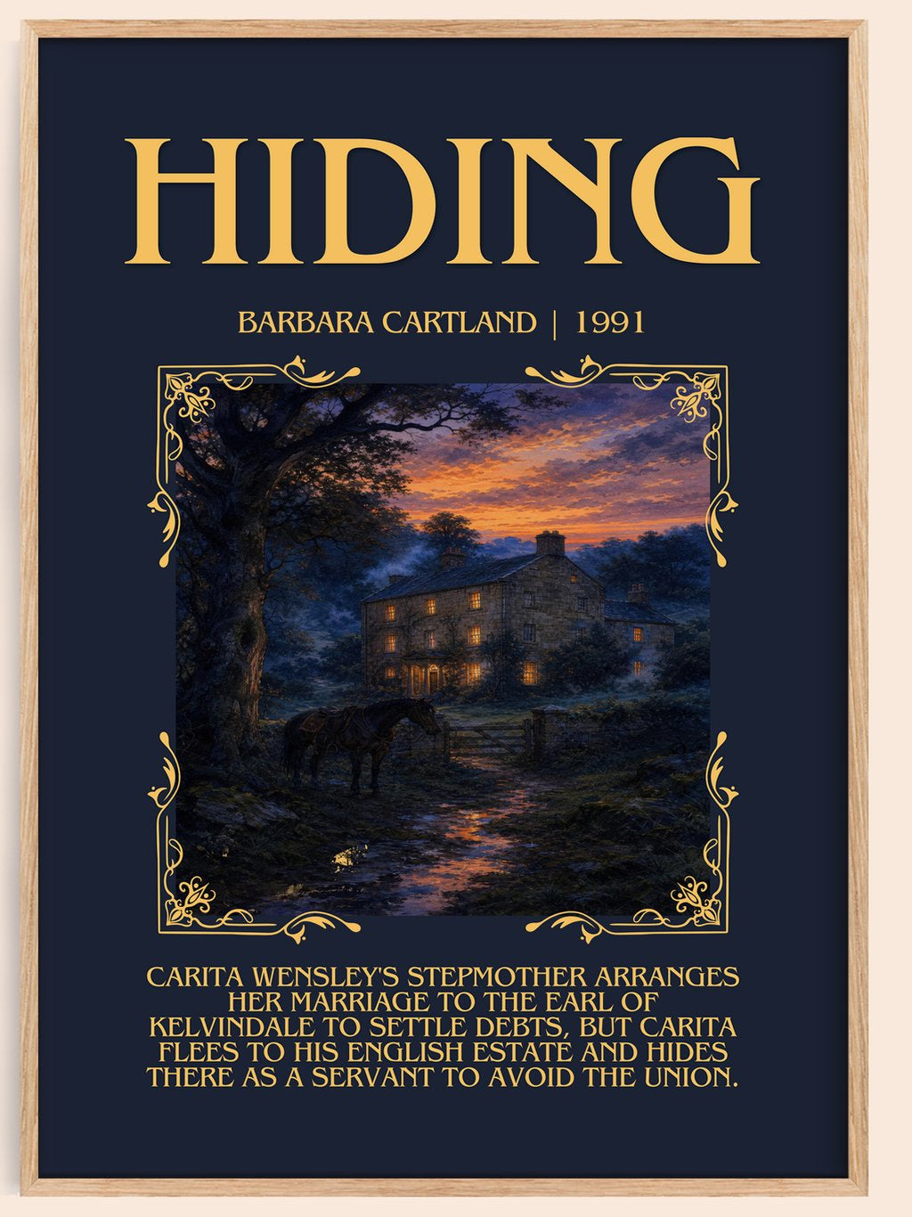Hiding Minimalist Book Poster by Barbara Cartland – book poster