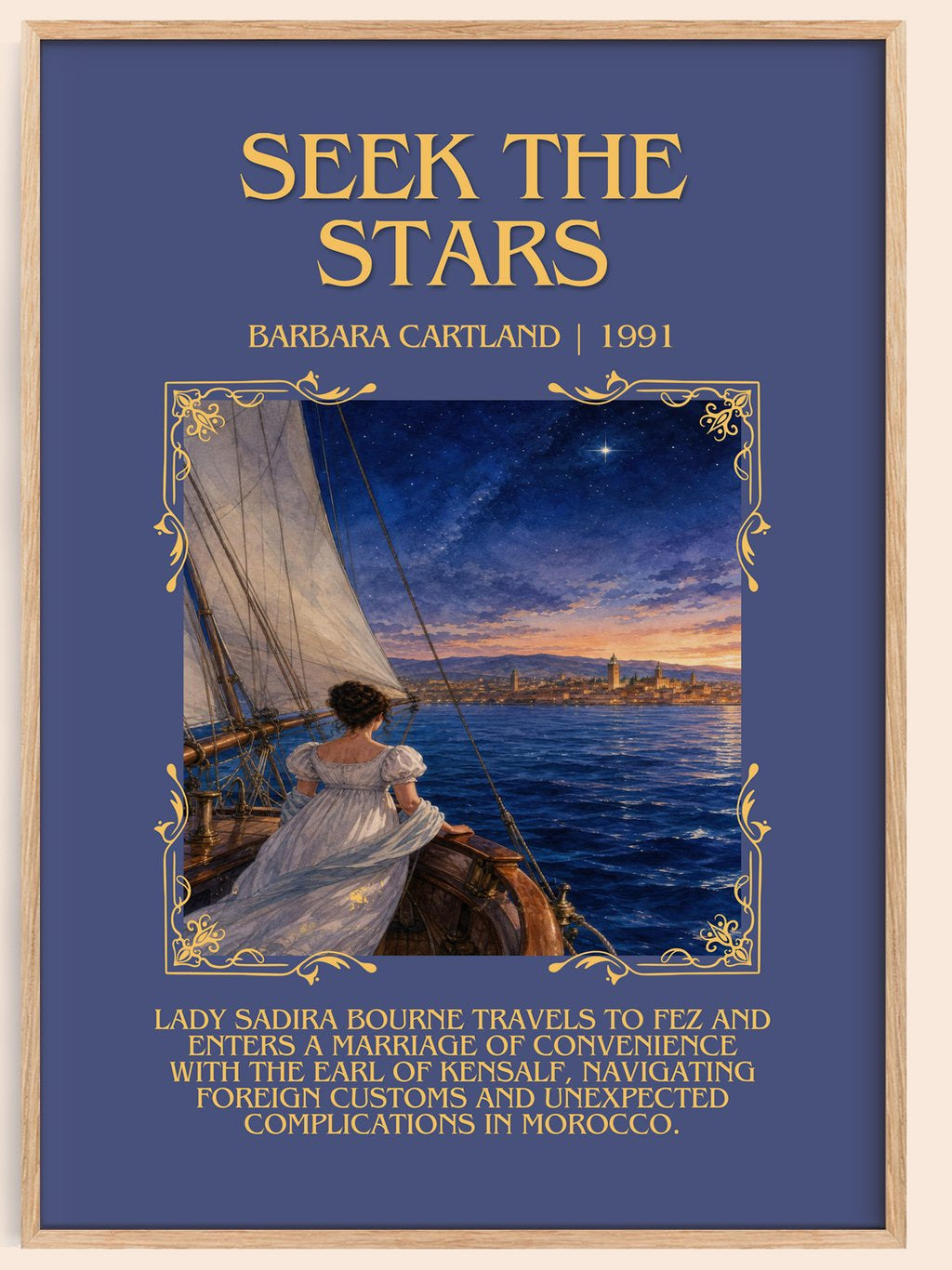 Seek The Stars Minimalist Book Poster by Barbara Cartland – book poster