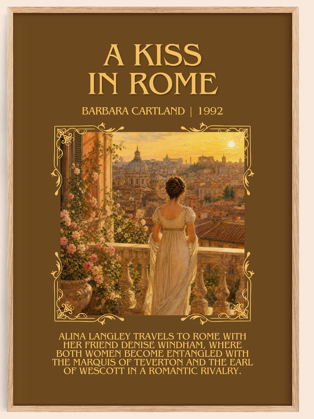 A Kiss In Rome Minimalist Book Poster by Barbara Cartland – book poster