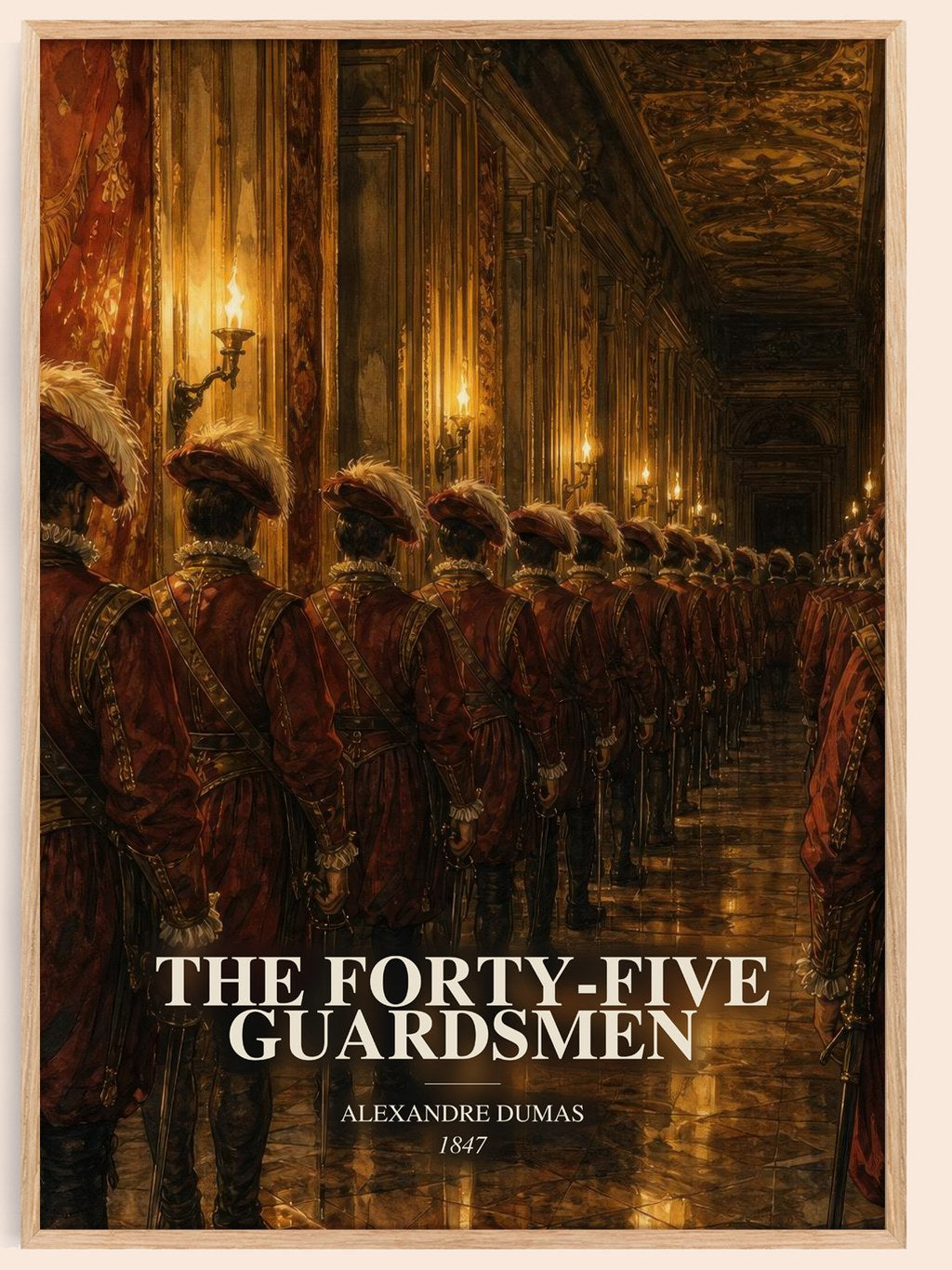 The Forty-Five Guardsmen watercolour book poster by Alexandre Dumas – framed literary art print