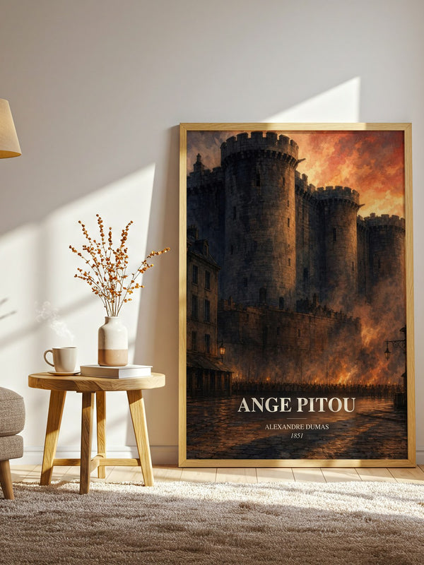 Ange Pitou watercolour print in frame leaning in hallway – historical fiction wall art