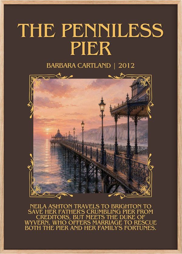 The Penniless Pier Minimalist Book Poster by Barbara Cartland