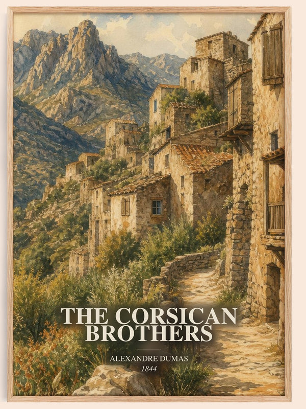 The Corsican Brothers watercolour book poster by Alexandre Dumas – framed literary art print