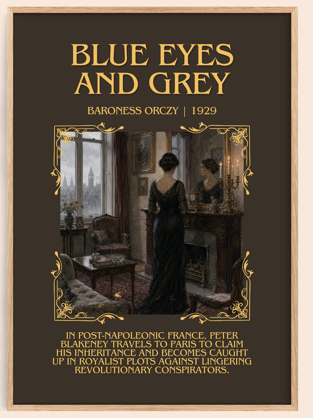 Blue Eyes And Grey Minimalist Book Poster by Baroness Orczy – book poster