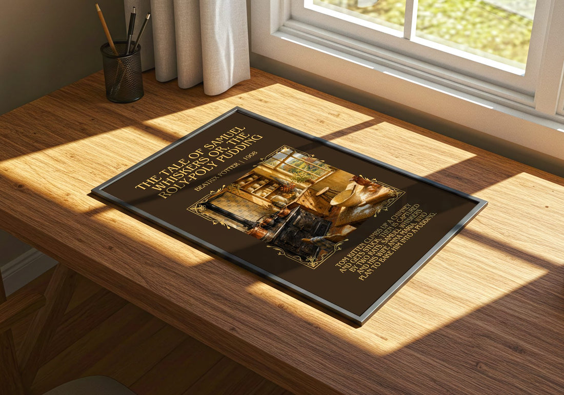 Tale Of Samuel Whiskers Or, The Roly-Poly Pudding Minimalist Book – print on a sunlit desk