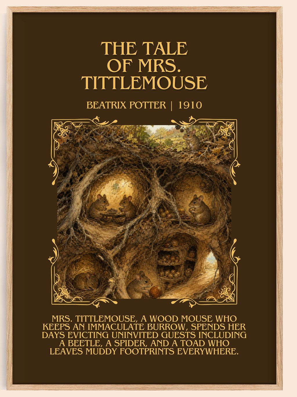 The Tale Of Mrs. Tittlemouse Minimalist Book Poster by Beatrix Potter – book poster