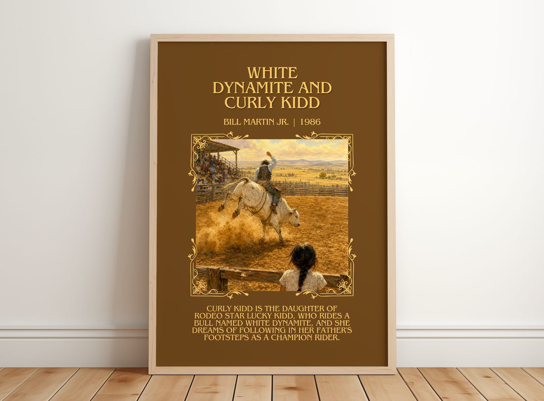 White Dynamite And Curly Kidd Minimalist Book Poster by B. Jr. – framed print leaning on a wooden floor