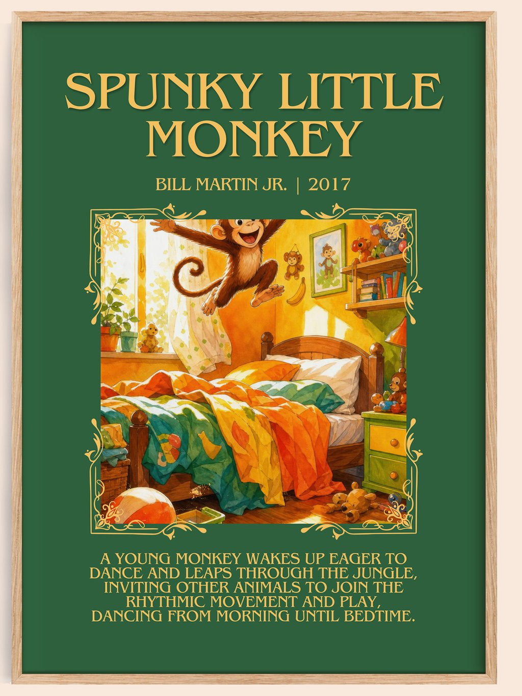 Spunky Little Monkey Minimalist Book Poster by Bill Martin Jr. – book poster