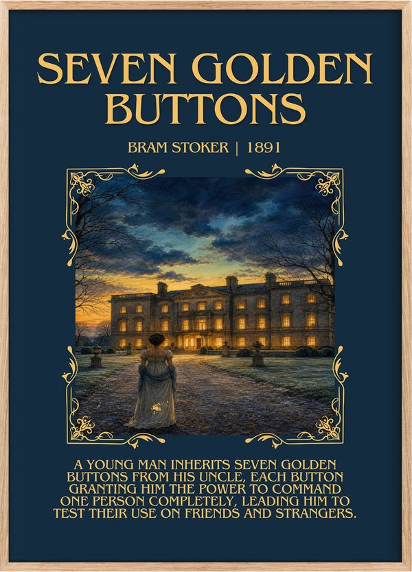 Seven Golden Buttons Minimalist Book Poster by Bram Stoker