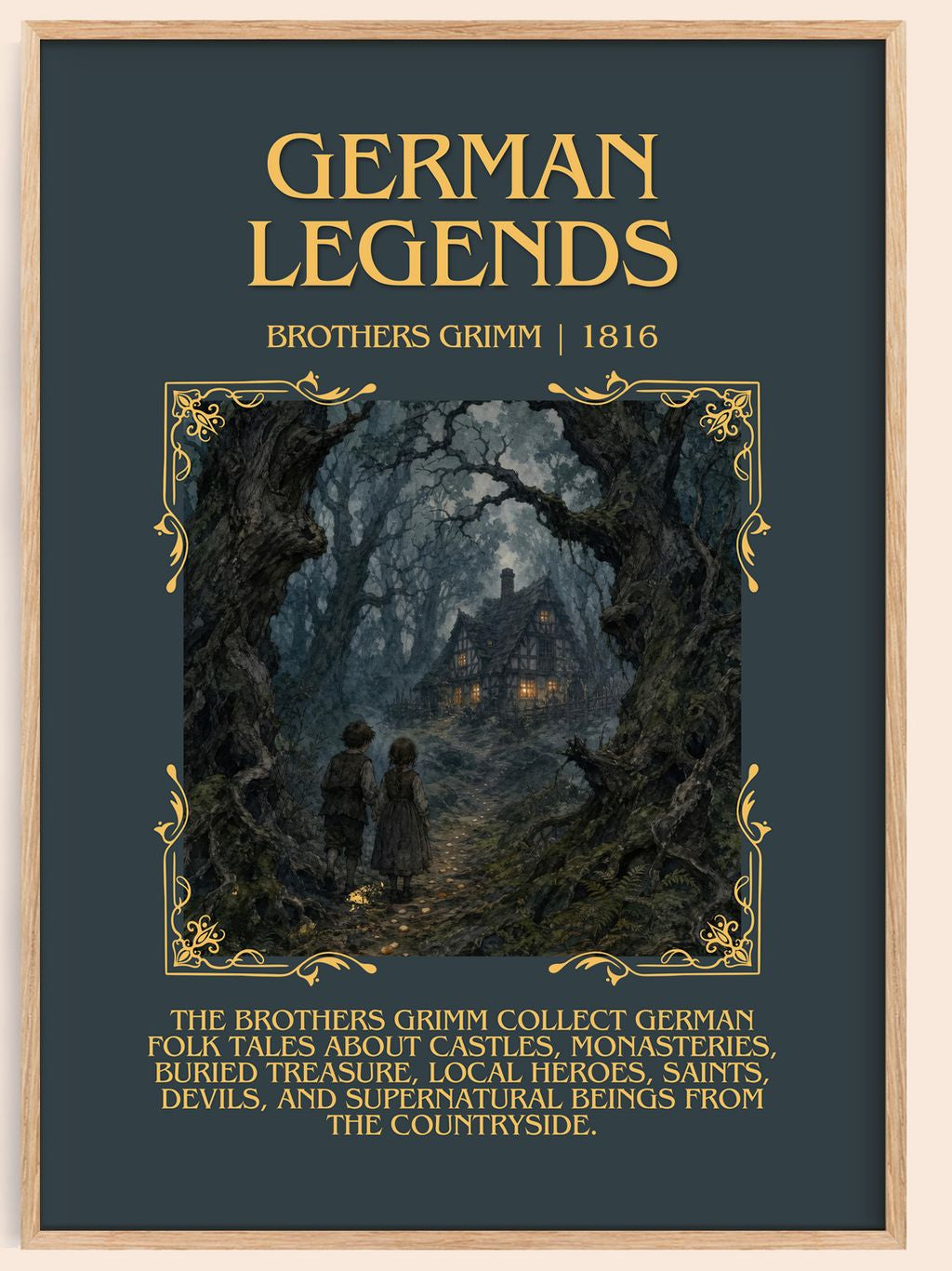 German Legends Minimalist Book Poster by Brothers Grimm – book poster