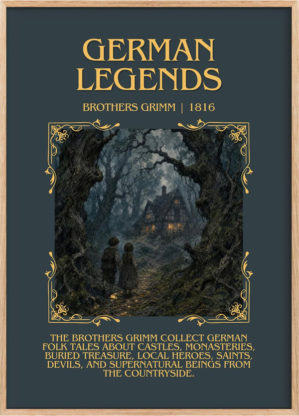 German Legends Minimalist Book Poster by Brothers Grimm