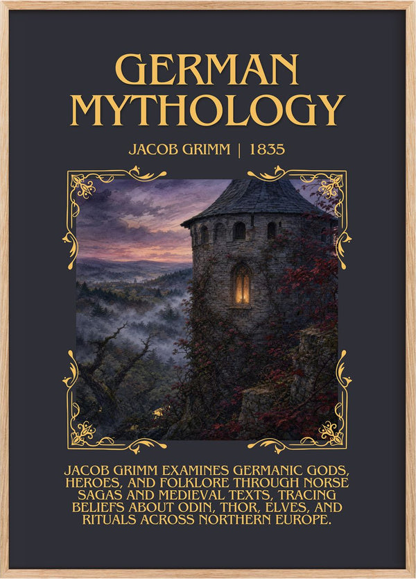 German Mythology Minimalist Book Poster by Jacob Grimm