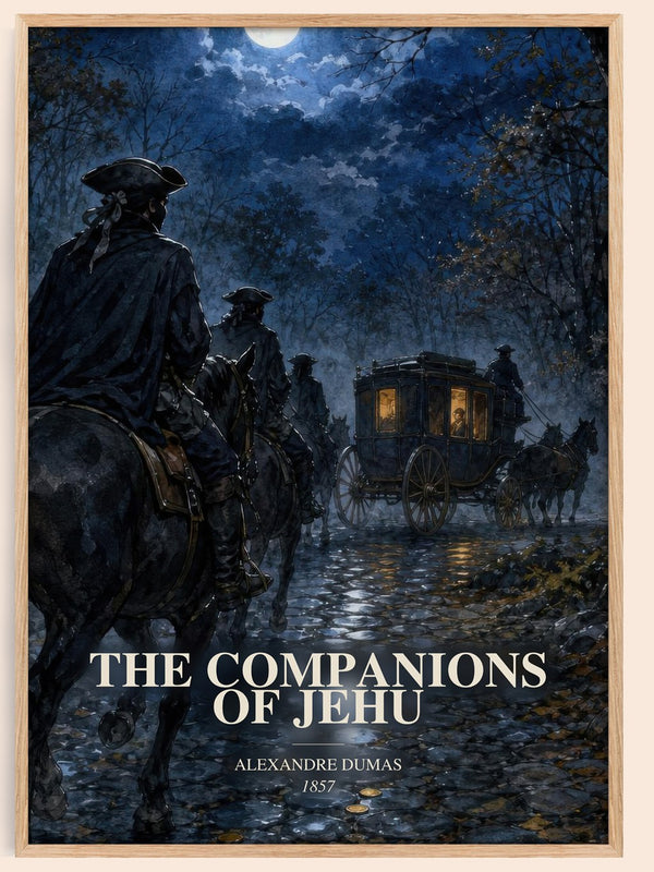 The Companions Of Jehu watercolour book poster by Alexandre Dumas – framed literary art print