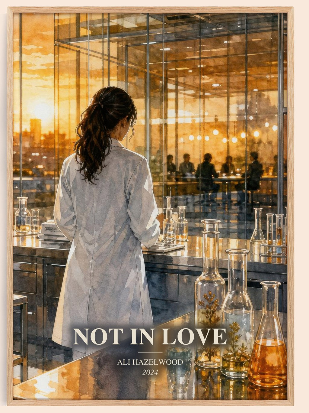 Not In Love watercolour book poster by Ali Hazelwood – framed literary art print
