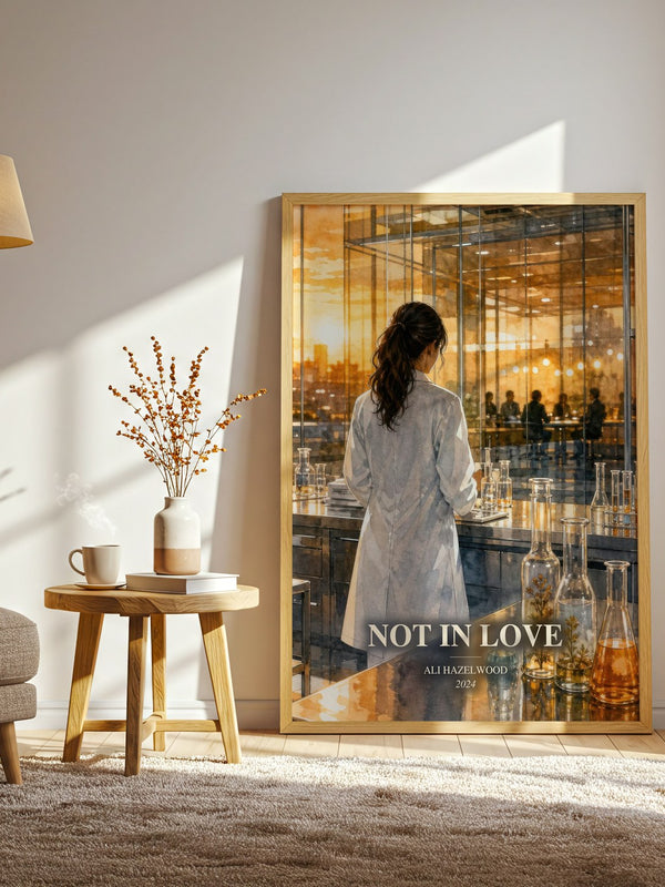 Not In Love watercolour print in frame leaning in hallway – romance wall art