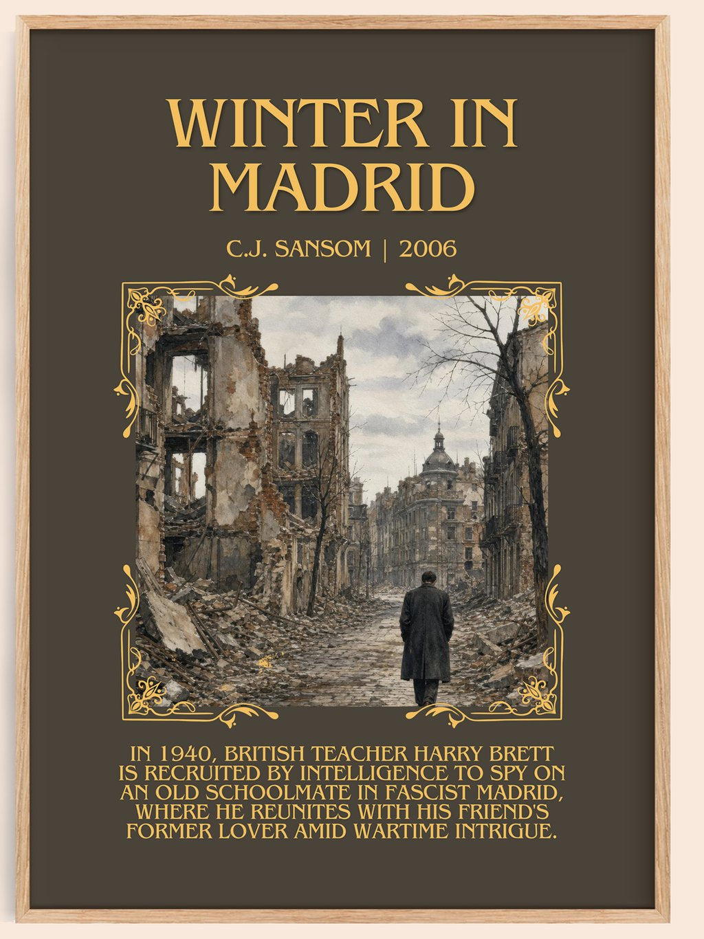 Winter In Madrid Minimalist Book Poster by C.J. Sansom – book poster