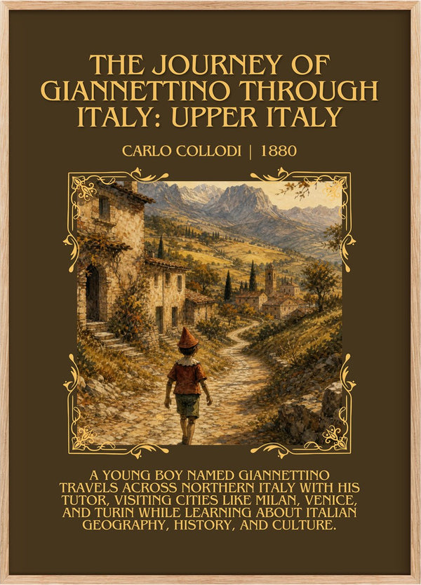 The Journey Of Giannettino Through Italy: Upper Italy Minimalist Book Poster by Carlo Collodi