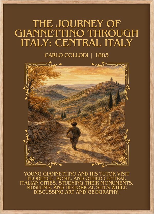 The Journey Of Giannettino Through Italy: Central Italy Minimalist Book Poster by Carlo Collodi