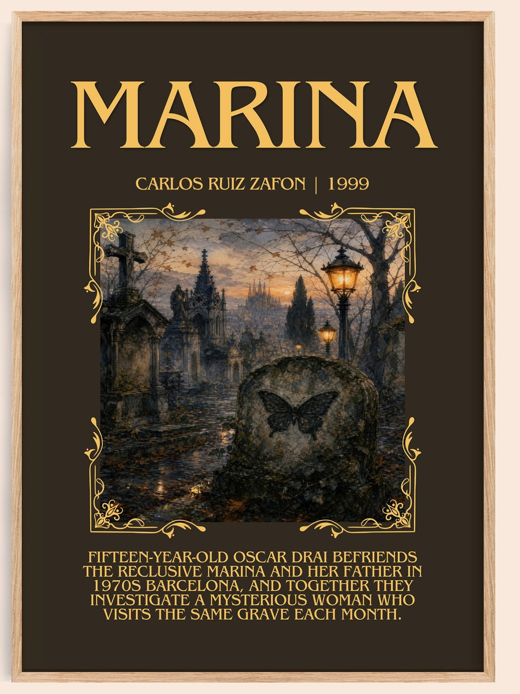 Marina Minimalist Book Poster by Carlos Ruiz Zafón – book poster