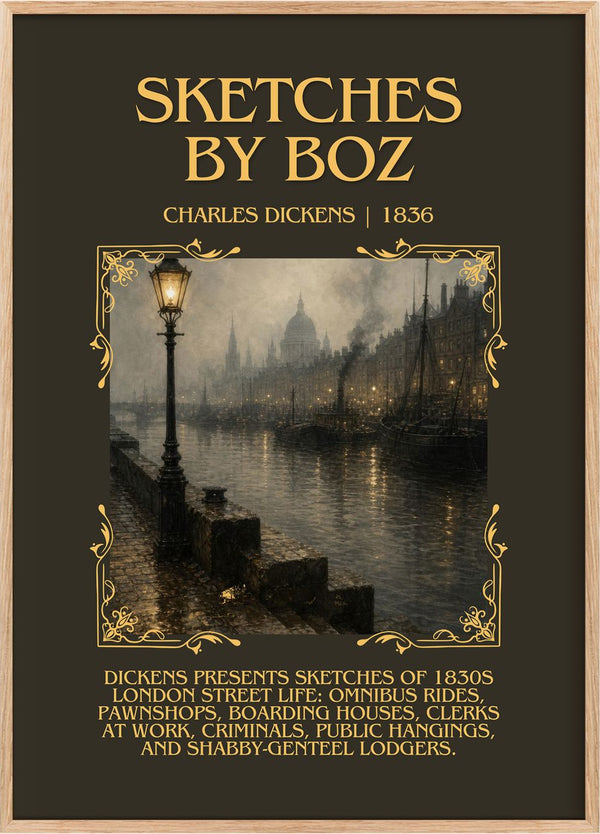 Sketches By Boz Minimalist Book Poster by Charles Dickens