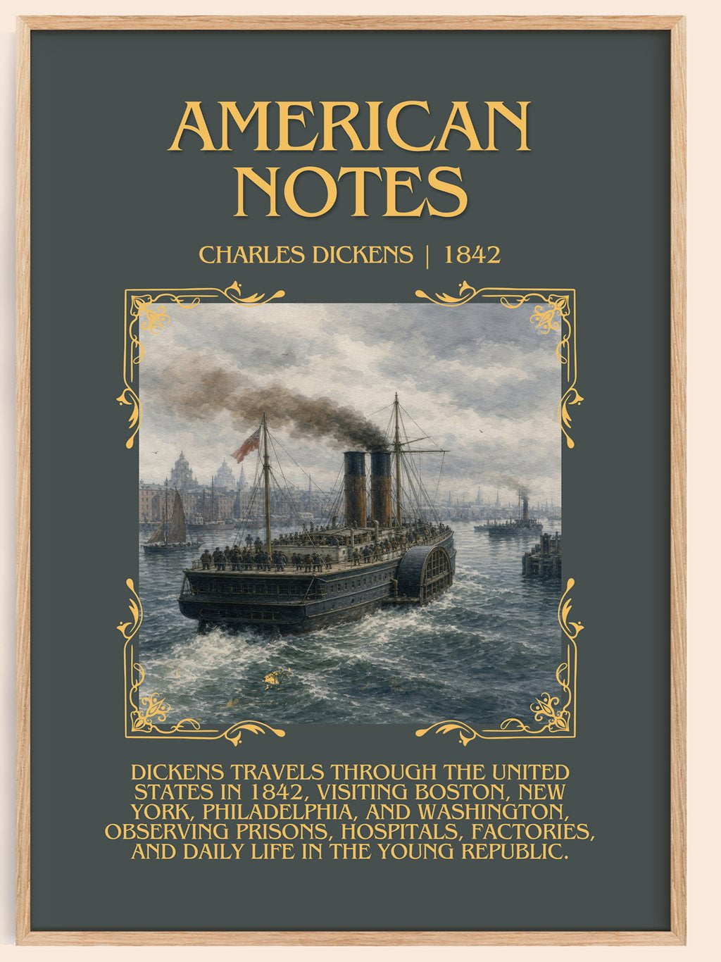 American Notes Minimalist Book Poster by Charles Dickens – book poster