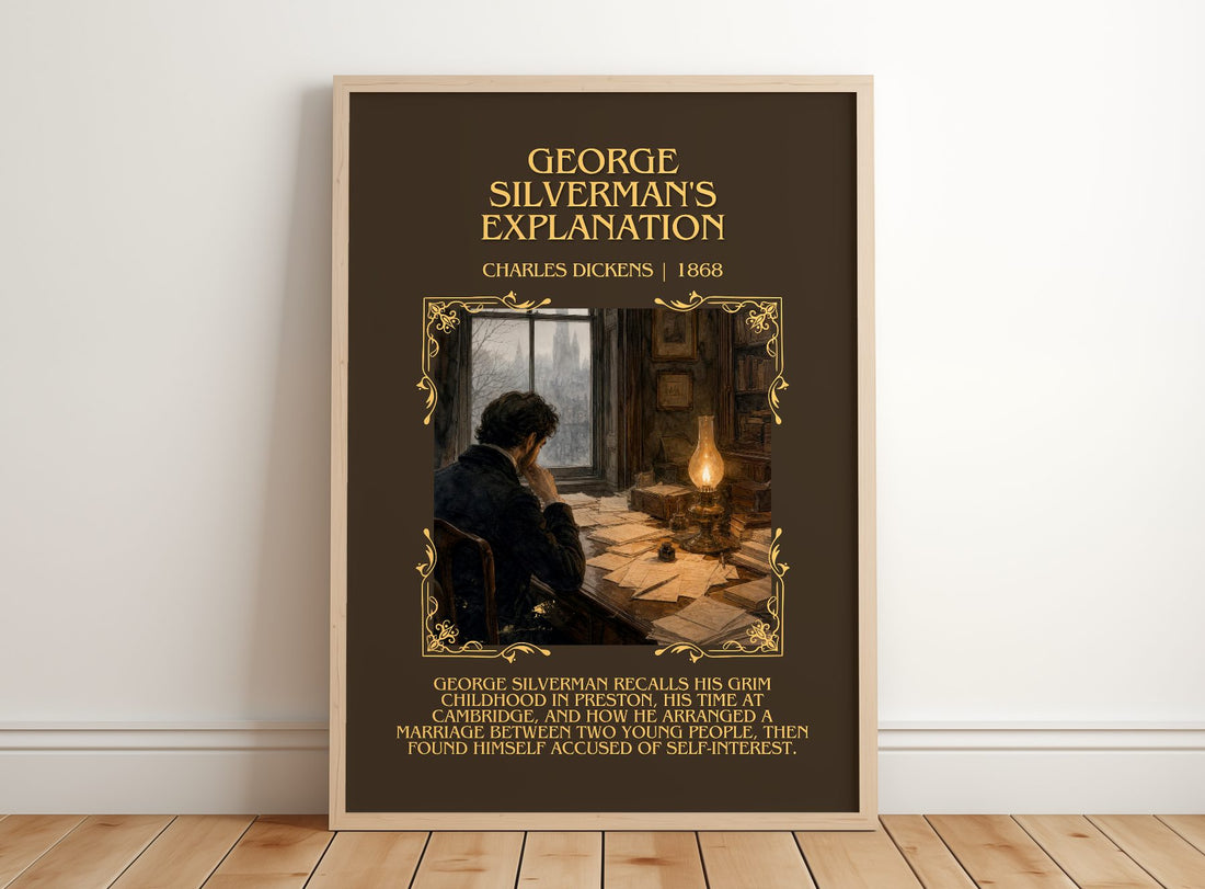George Silverman'S Explanation Minimalist Book Poster by C. Dickens – framed print leaning on a wooden floor