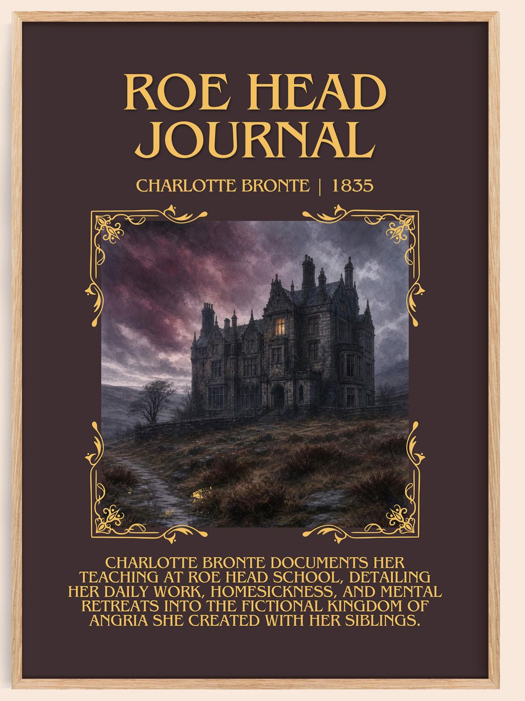 Roe Head Journal Minimalist Book Poster by Charlotte Brontë – book poster