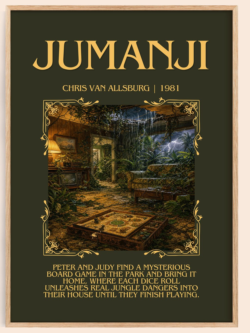 Jumanji Minimalist Book Poster by Chris Van Allsburg – book poster