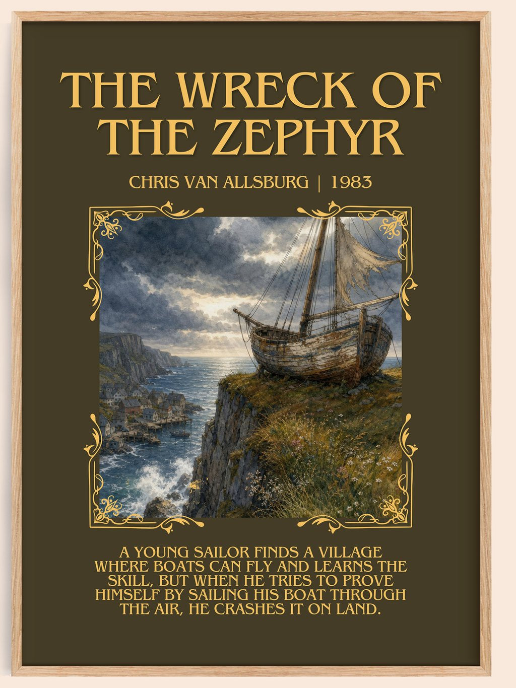 The Wreck Of The Zephyr Minimalist Book Poster by Chris Van Allsburg – book poster