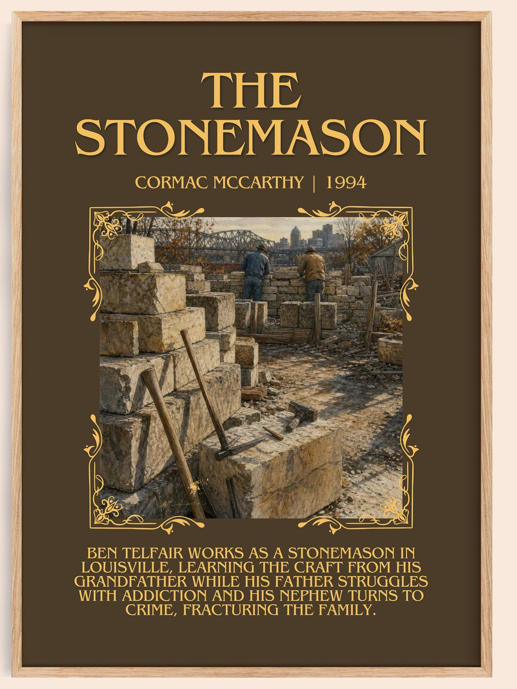 The Stonemason Minimalist Book Poster by Cormac Mccarthy – book poster
